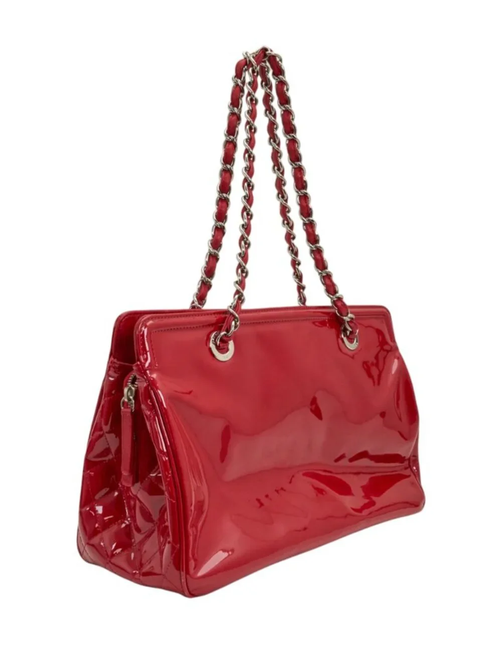 Chanel 10C Collection Red Patent Shopping Tote Bag
